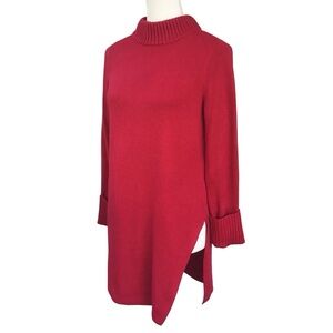 Chicos Red Oversized Long Sleeve Pullover Sweater Size 00P/ XSP